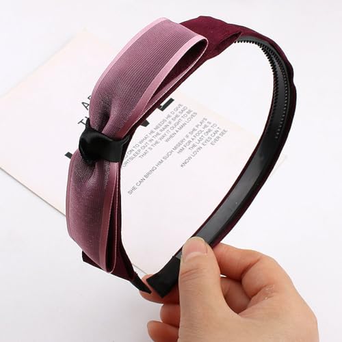 Generico Bowknot Wash Face Hairpin Headband Female All-Fiammifero Esci Net Red Year New Hair Bundle Headband Accessori per la testa semplici, rosso vino