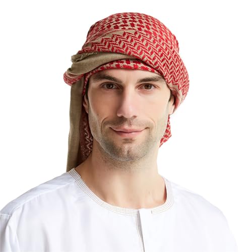 Generic Arab Cappello da uomo in lana musulmana, con stampa testurizzata, fascia per capelli atletica (Khaki, taglia unica)