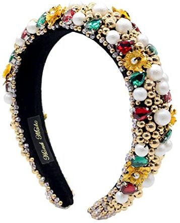 Antique Colore strass Hairband spugna barocco Cerchio per capelli per le donne Ragazza pieno diamante cristallo Hairband (oro)