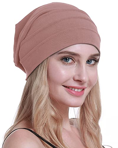 osvyo Cotone Chemo Cappelli Soft Caps Cancro Copricapo per le donne perdita di capelli sigillati imballaggio, MANDELLO ROSA, Taglia unica