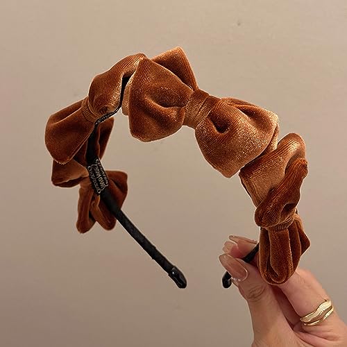 Generico Bowknot molto tridimensionale fascia in velluto nero retrò fascia da donna rossa netta nuova fascia alta, fascia bowknot tridimensionale color caffè