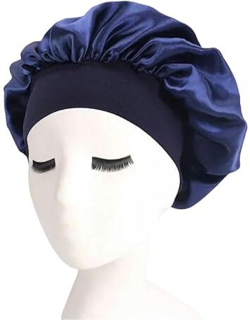 YJHLY Cuffia Seta Tappi Per La Doccia Morbidi Berretti Di Seta Morbidi Per La Cura Dei Capelli Cottura Da Notte Per Le Donne Cappelli Da Bagno Per La Cura Dei Capelli Di Bellezza-Blu Navy