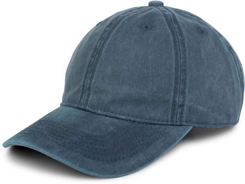 styleBREAKER Unisex 6-Panel Vintage cap Plain Washed Look Baseball cap Metal Buckle Adjustable , Colore:Jeans Blu