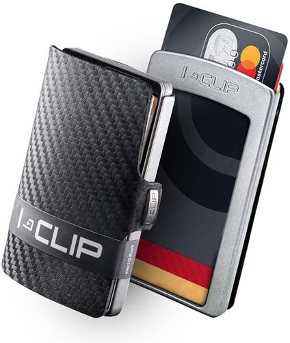 I-CLIP ® Original   Portafoglio Uomo Donna in Pelle   Mini Porta Carte di Credito   Portatessere Tascabile Piccolo Slim   Idea Regalo Uomo   Wallet Originale da Collezione   Carbon Argento