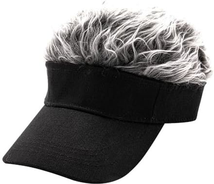 Veenewy Unisex Moda Parrucca Cappellini Concisi Parasole Strada Hip Hop Berretto da Baseball Finti Capelli Berretto Nero + Grigio 1 pz