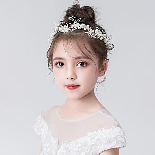 Generic Copricapo corona per bambini principessa ragazza corona ragazza fascia di cristallo coreano versione coreana accessori per capelli compleanno bambino bambino, perline filo sei foglie