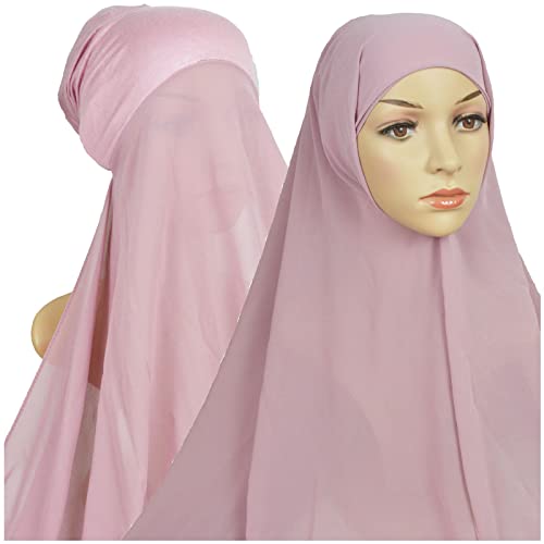 Generic Fascia da donna casual in tinta unita multicolor Hijab fasciatura cappello musulmano Hijab anni '90 (4-rosa, taglia unica)