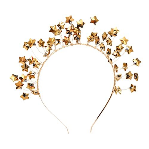 Generic Oyrcvweuy Cerchietto per capelli in stile barocco a forma di stella, per cosplay, per sposa, donna, primavera, estate, matrimonio, festa, copricapo da sposa, stella, fascia oro