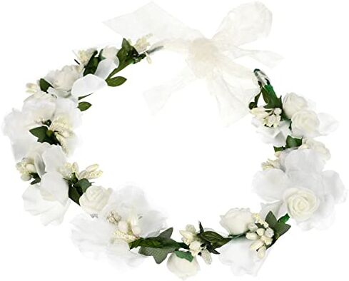 minkissy Nuziale Mori Diadema Fatato Naturale Copricapo Di Fiori Da Sposa Nei Boschi Fiore Simulazione Rosa Panno Di Seta Località Balneare Bianca Anello Per Nozze