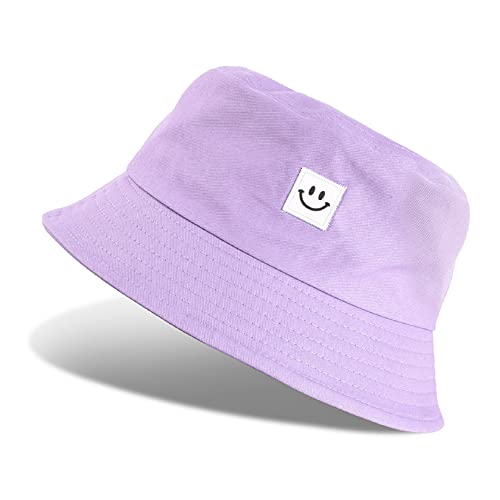 Tuopuda Cappello Pescatore Uomo Donne, Pieghevole Cappello da Pesca in Cotone Cappelli da Spiaggia Protezione del Sole Bucket Hat per Escursionismo Campeggio Viaggio Pesca 56-58cm, Viola