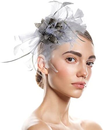 Yinguo Fascia per capelli da donna, cappello da donna, cappello a fiori, per tè, cocktail, matrimoni, chiesa, taglia unica