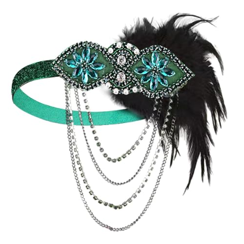 Asudaro Fascia In Piuma Con Perline Gatsby Gioielli Decorativi Per Capelli Copricapo Da Donna Copricapo Stile Flapper Degli Anni '20 Fascia Per Capelli Con Strass Per Copricapo