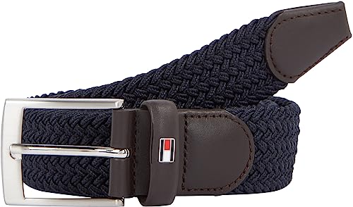 Tommy Hilfiger Cintura Uomo New Adan Belt 3.5 Cintura in Tessuto, Blu (Sky Captain), 85