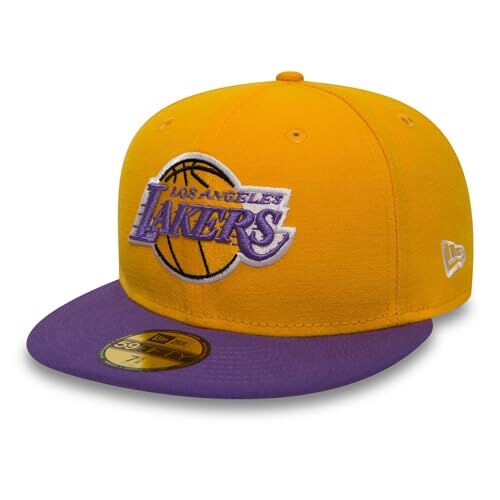 New Era Nba League Basic 59fifty Los Angeles Lakers, Snapback Cap Unisex Adulto, Jaune (Yellow/Purple), 7 3 8 58.7 cm