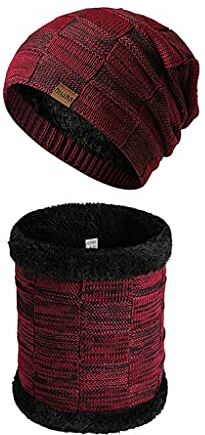 OKwife Unisex Caldo Sciarpa Lavorata A Maglia Fodera in Pile Inverno Autunno Donna Beanie Scaldacollo Sciarpa in Pile Uomini Cappello Sciarpa al Collo