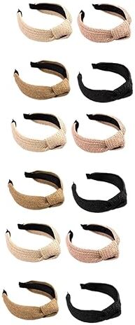 FOMIYES 12 Pz Cerchietto Di Paglia Lavare i Peli Del Viso Con Fiocco Annodato Turbante Per Vintage Fasce Ad Arco Per Le Donne Fasce Termali Fiori Cravatta Donna Rafia