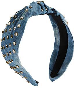 Mud Pie Women's Tie Dye Embellished Knotted Headband, Blue, One Size Fits Most