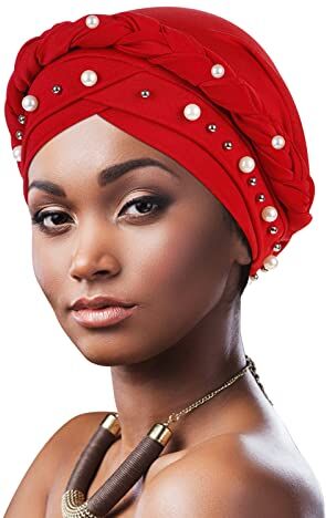 DRESHOW Donne Africane Turbante Pre-Legato Copricapo a treccia Testa Avvolge Cappello Boho Turbante Chemio Cap Elastico Annodato Berretto