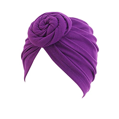 Cuwtheugwg Abiti Larghi Donne Cancro Sciarpa Cappello Cap Sciarpa Turbante Wrap Turbante Cappelli Copricapi Cerchietto Natalizio per (Purple, One Size)