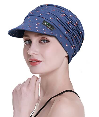 FocusCare Sciarpa morbida Chemo da donna, tessuto di bambù, berretto da baseball, turbante per la perdita dei capelli, Blu BZ, Taglia unica