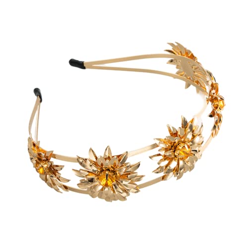 Antique Antico Anyan Moda Accessori per capelli Barocco Foglia d'oro Hairband Fiore doppio strato con strass Hair Hoop per le donne ragazza (fiore)