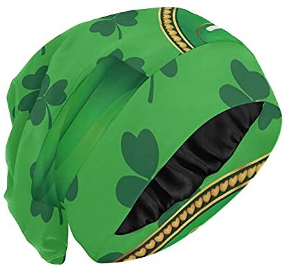 PUXUQU Cappello di San Patrizio Verde Lucky Trifoglio Cappellino Notte Sonno Cappuccio Dormire Capo Copertura Della Testa Dormire Cap per Donne Ragazze