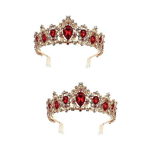 FRCOLOR 2 Pz Nuziale D'epoca Tiara Corone Da Spettacolo Rotonde Copricapo Da Sposa Diadema Di Compleanno Per Ragazze Accessori Per Donna Cristallo Mancare Strass L'oro