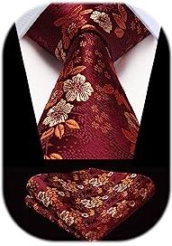 HISDERN Cravatta da sposa da uomo Fazzoletto Party Business Cravatta Paisley e set di fazzoletti da taschin0