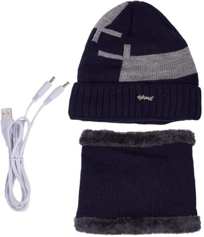 Bexdug Caldo Cappello riscaldato Invernale   Cappello Caldo Elettrico riscaldato Set Sciarpa per Cappello riscaldato USB, Sciarpa Morbida e Calda, Cappello Lavorato a Maglia con Pompon per Corsa,