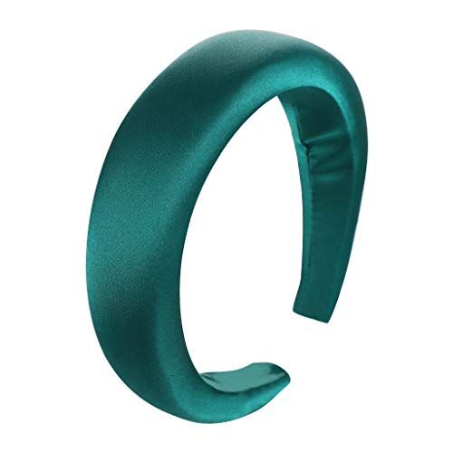 Generico Donna Satin Hair Hair Band testa Sponge Sweet Girls Fashion Hoop fascia fascia fascia Cerchietto Sposa Rosso (Green, One Size)