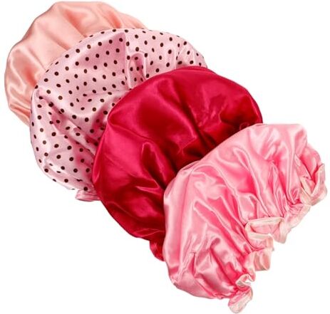 Angoily 4 Pz Cuffia Da Bagno Elastica Berretto Rosa Berretti e Cappelli Da Donna Cuffiette Di Seta Cappelli e Berretti Da Donna Cuffia Da Doccia Cuffia Per Shampoo Mancare Fare Un Bagno