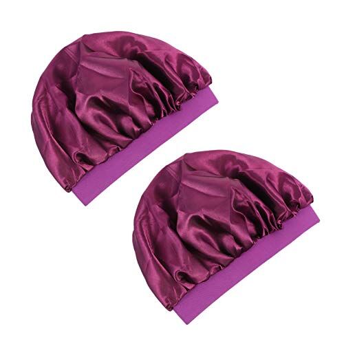 Beaupretty 2 Pz Berretto Da Notte Cappello Elastico a Larga Calotta Cranica Chemio Cappelli Da Donna Bandana Chemio Bandane Nere Mancare Raso Cura Viola Per