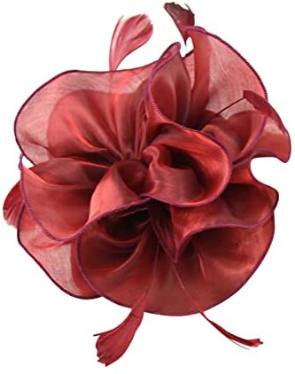 Generico Fasce Sportive Spugna Cappello per le donne Wedding Flower Cocktail Mesh Feathers Hair Clip Tea Party Fascia Abito Cerchietto (Wine, One Size)