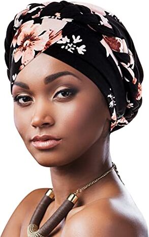 DRESHOW Donne Africane Turbante Pre-Legato Copricapo a treccia Testa Avvolge Cappello Boho Turbante Chemio Cap Elastico Annodato Berretto