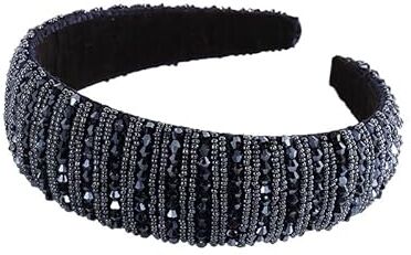 BOLNEY Squisiti accessori per capelli con fascia barocca Fascia For Capelli In Spugna Piena Di Strass Fascia For Capelli Alla Moda Barocca Fascia For Capelli Con Strass A Tesa Larga (Color : Navy blue)