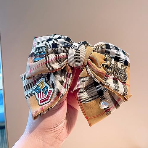 Generico Coreano Dongdaemun Temperament Style Net Red Plaid Style British Classic Series Bowknot Fascia per capelli, Y023-Bowknot Hairpin