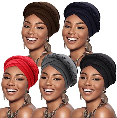 DRESHOW Donne Africane Turbante Pre-Legato Copricapo a treccia Testa Avvolge Cappello Boho Turbante Chemio Cap Elastico Annodato Berretto