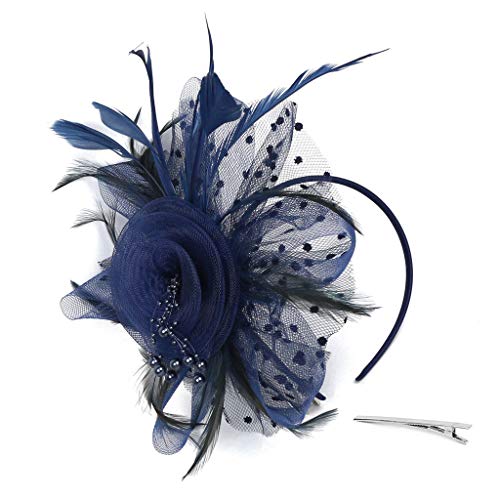 Generic Cuffie YP BridalGatsby Pearl Great Party Flapper Headband sottile fascia per capelli da uomo (blu navy, taglia unica)