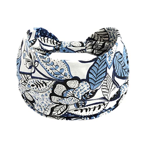 Generico Haarband für Damen, mit Blumendruck, Knot Yoga, Sport, elastisch, mehrfarbig, weich, Sport, Haar-Accessoire für Mädchen (Sky Blue, One Size) (1123ITQC-Blue, One Size)