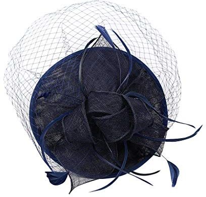 Yinguo Cerchietto curvo per capelli, casual, con clip, per matrimonio, fatto a mano, fascia da donna (blu navy #1, taglia unica)