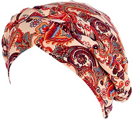 PYUIYY Cancer Hat Head Wrap Turban Braid Floral Etnic Cap Print Turban Bohemian Hair Cover Cap Headwear Fascia Heardband (Beige, Taglia unica)