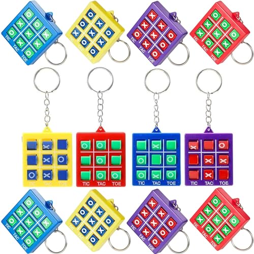 LQUCWEPP 12 Pieces Tic Tac Toe Keychain Durable Plastic Keyholders for Mini Backpack Clip Keyring for Birthday Party Supplies,bomboniere alla moda