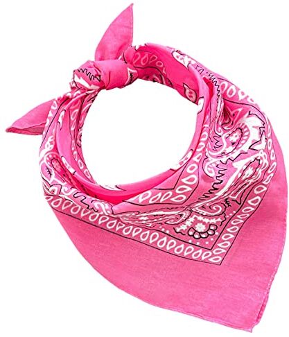 JOPHY & CO. BANDANA 100% cotone SET da 3/5/10 per Donna Uomo Bambini Unisex Tinta Unica e/o con Motivo Paisley COD. A (Set 5 pz, Paisley, Fucsia)