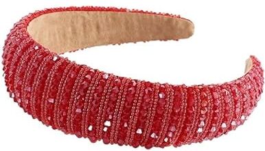 BOLNEY Squisiti accessori per capelli con fascia barocca Fascia For Capelli In Spugna Piena Di Strass Fascia For Capelli Alla Moda Barocca Fascia For Capelli Con Strass A Tesa Larga (Color : Red)