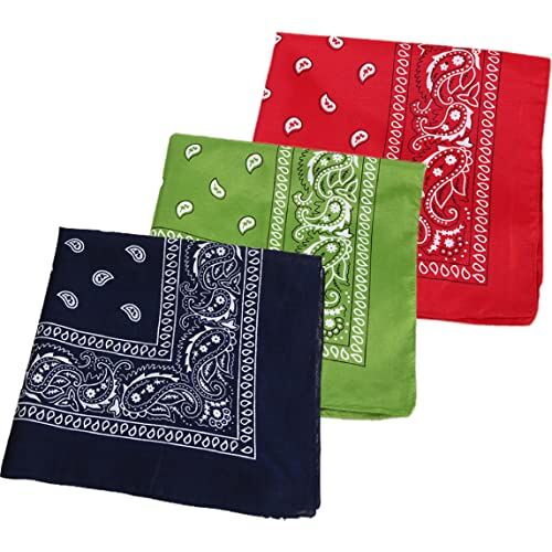 WeddHuis 3 Pcs Set di fazzoletti da uomo in cotone, bandana da uomo, 55 x 55 cm