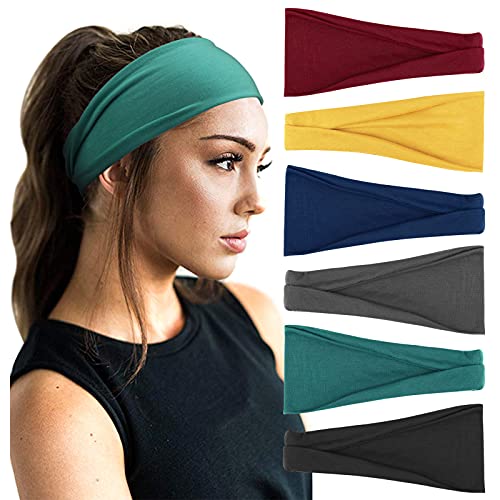 DRESHOW 6 Pezzi Fasce per Capelli Yoga In Esecuzione Elastico Cerchietti Turbante Fascia Accessori Cerchietti per Donna Ragazze