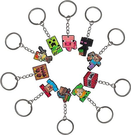 Gxhong Portachiavi Gioco, 10Pcs Portachiavi Souvenir Compleanno, Portachiavi Bambini Feste, Gioco Tema Feste Regali, Gioco Feste Favori Set, per Idee Regalo Fine Festa Ragazzi Ragazze