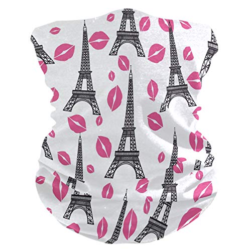 QMIN Fascia per capelli con torre Eiffel e labbra, motivo a bandana, protezione solare, per il collo, sciarpa magica, passamontagna per donne, uomini, ragazzi e ragazze