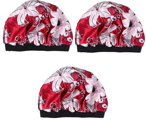 FRCOLOR 3 Pz Cuffia Per Impermeabile Riutilizzabile Cuffia Per Chemio Cappello Da Doccia in Raso Cuffia in Raso Per Bambini Berretto Da Notte in Raso Mancare Sciarpa Fiancata