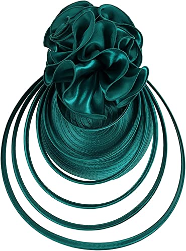 YPOSPDD Fascinator da donna, cappello da tea party con piume, fascia for velo con fermaglio for capelli, cappello flapper, foulard fascinator anni '20 (Color : Green_One Size)
